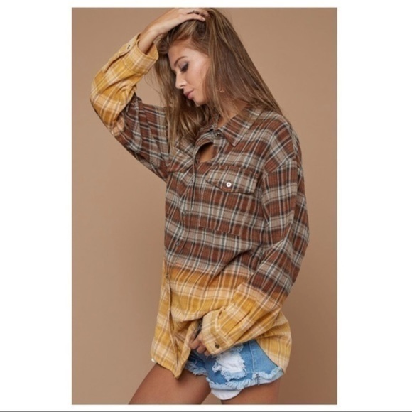 BROCK-Ombré Plaid BoyFriend Shirt - Picture 7 of 8